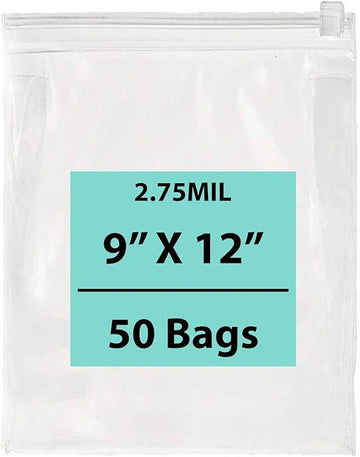 9X12 inches Resealable Poly Bags With Slide Seal 2.75 Mil (LDPE)